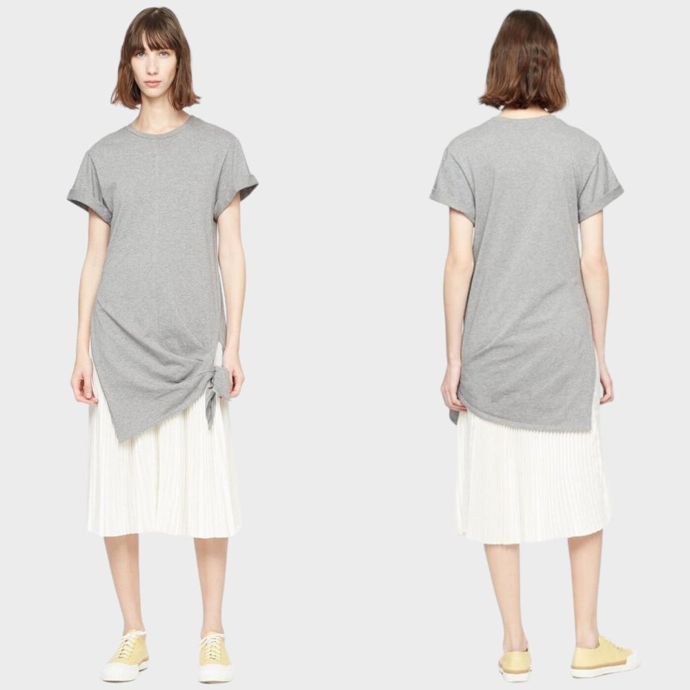 NWOT 3.1 Phillip Lim Side Tie Layered T-Shirt Pleated Dress Women's Size XS